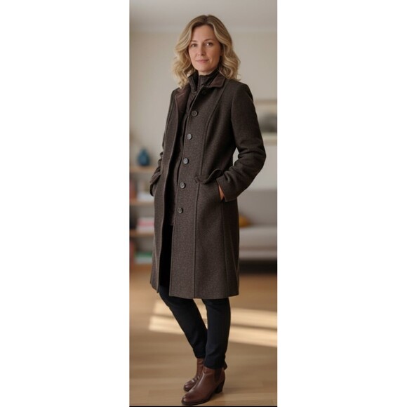 MAX MARA Weekend Brown Wool Quilted Nylon Lining Mid Length Coat 40 or 6/8 - Picture 1 of 10